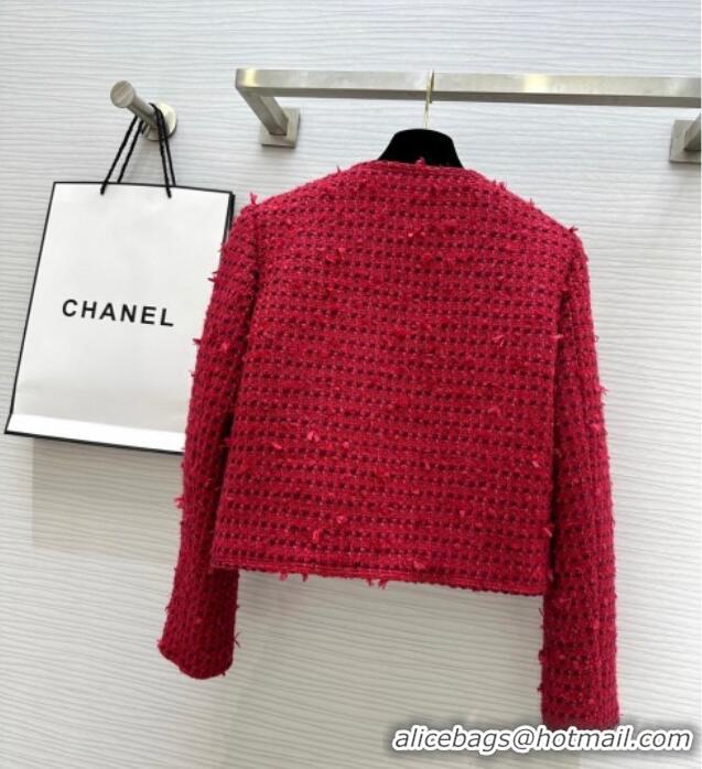 Unique Grade Chanel Fringe Tweed Jacket CH91310 Red 2025