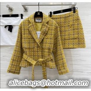 Good Looking Chanel Tweed Jacket/Skirt/Set CH91317 Yellow 2025