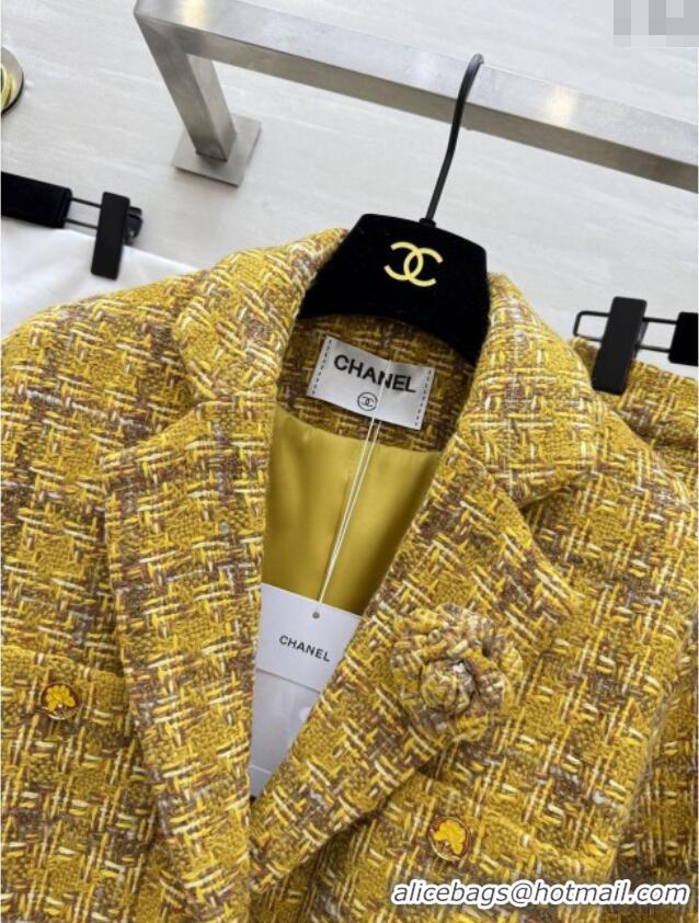 Good Looking Chanel Tweed Jacket/Skirt/Set CH91317 Yellow 2025