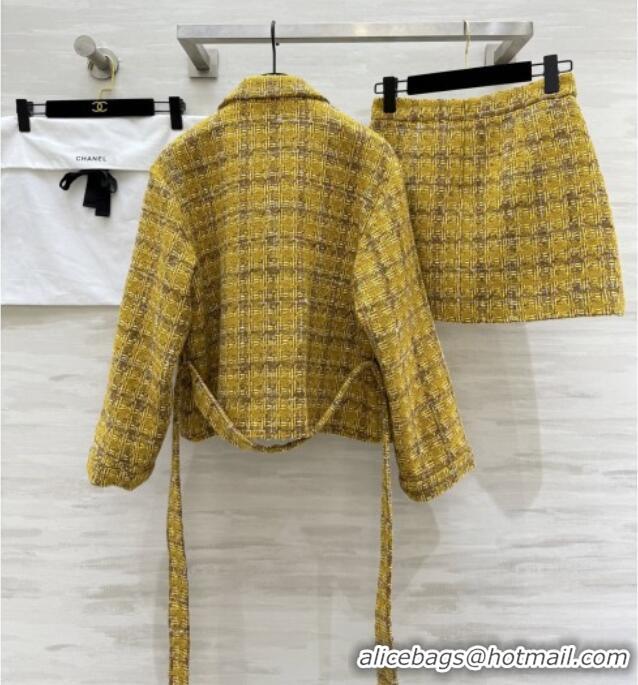 Good Looking Chanel Tweed Jacket/Skirt/Set CH91317 Yellow 2025