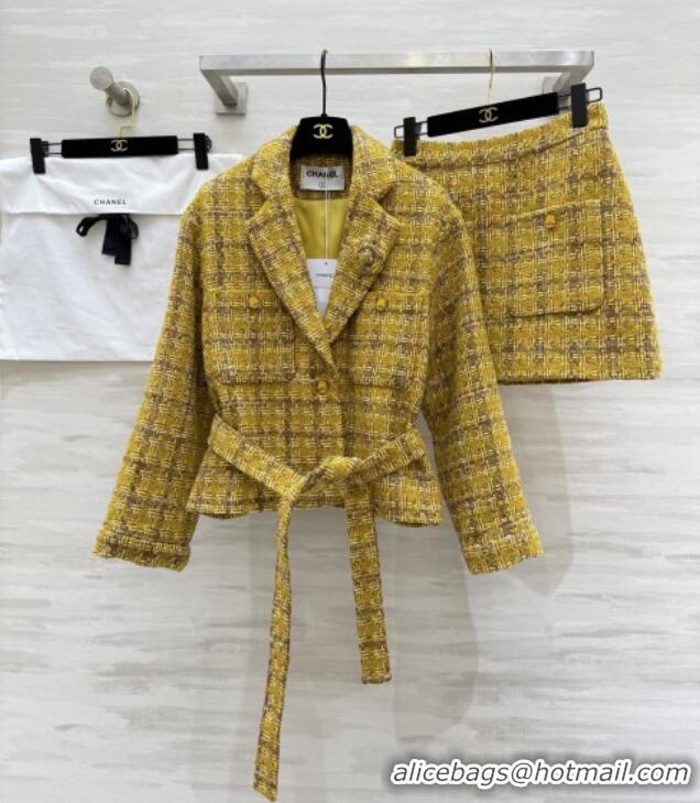 Good Looking Chanel Tweed Jacket/Skirt/Set CH91317 Yellow 2025