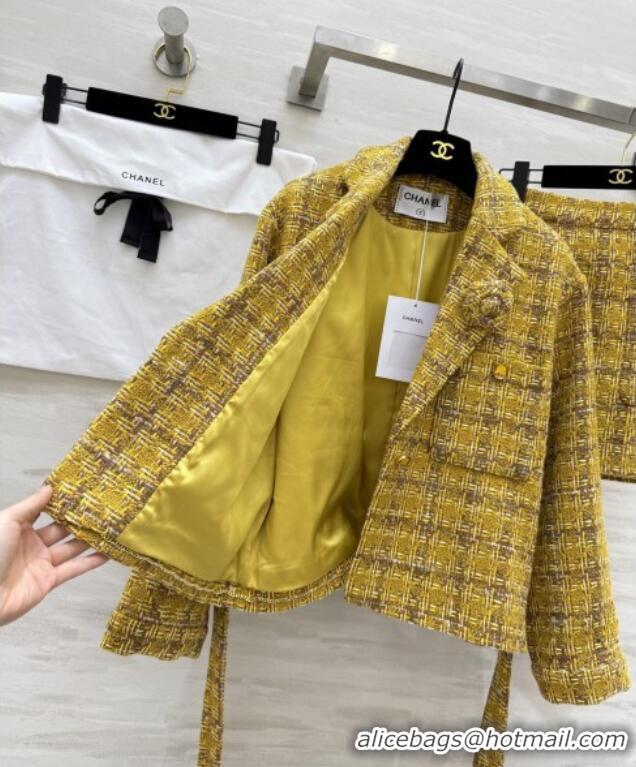 Good Looking Chanel Tweed Jacket/Skirt/Set CH91317 Yellow 2025