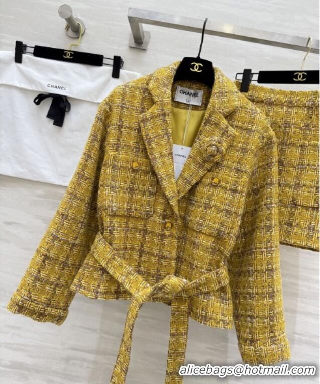 Good Looking Chanel Tweed Jacket/Skirt/Set CH91317 Yellow 2025