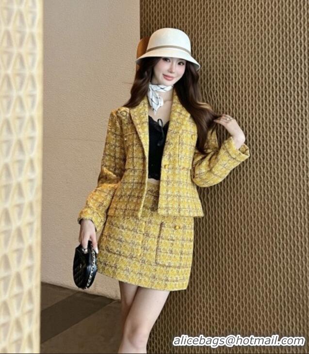 Good Looking Chanel Tweed Jacket/Skirt/Set CH91317 Yellow 2025