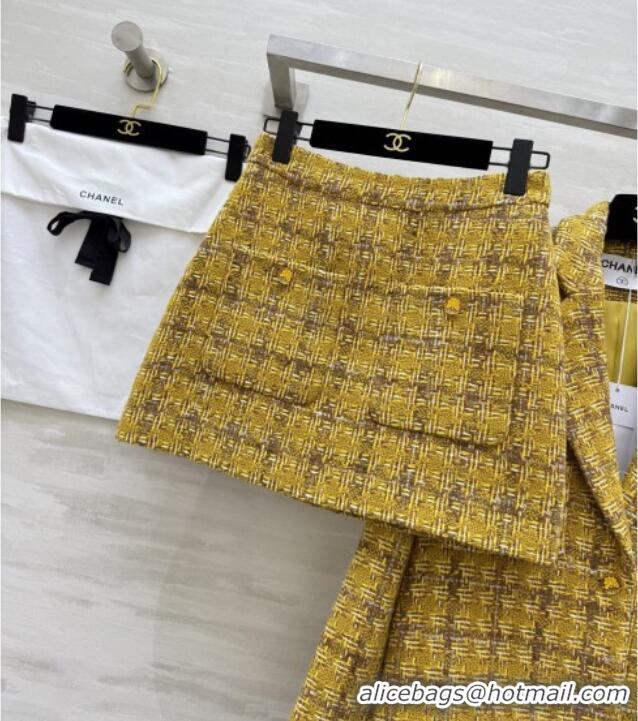 Good Looking Chanel Tweed Jacket/Skirt/Set CH91317 Yellow 2025
