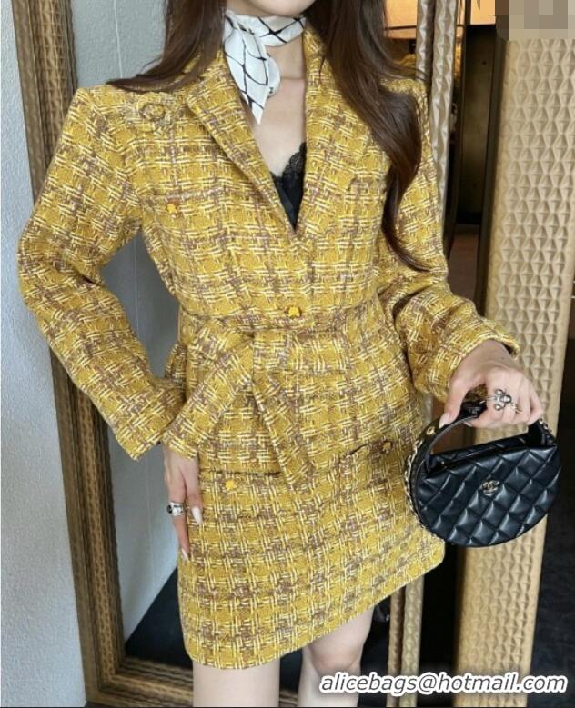 Good Looking Chanel Tweed Jacket/Skirt/Set CH91317 Yellow 2025