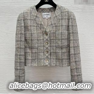 Top Grade Chanel Tweed Short Jacket CH91318 Grey 2025