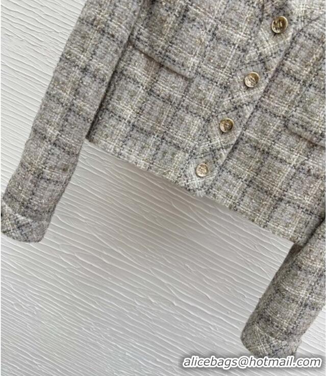 Top Grade Chanel Tweed Short Jacket CH91318 Grey 2025