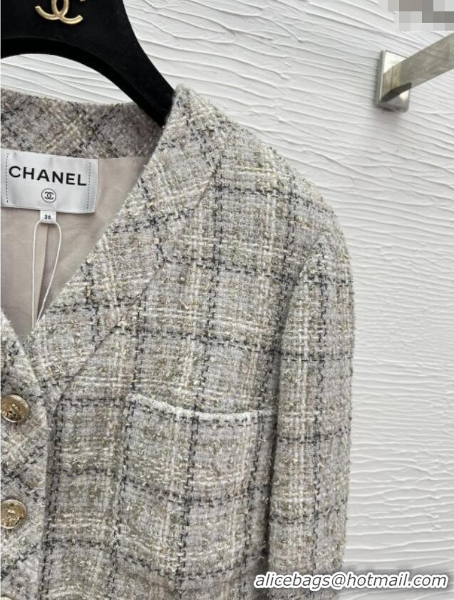 Top Grade Chanel Tweed Short Jacket CH91318 Grey 2025