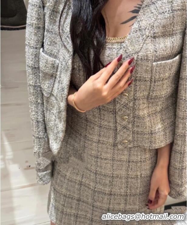 Top Grade Chanel Tweed Short Jacket CH91318 Grey 2025