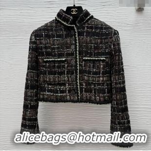 Well Crafted Chanel Tweed Short Jacket CH91319 Black 2025