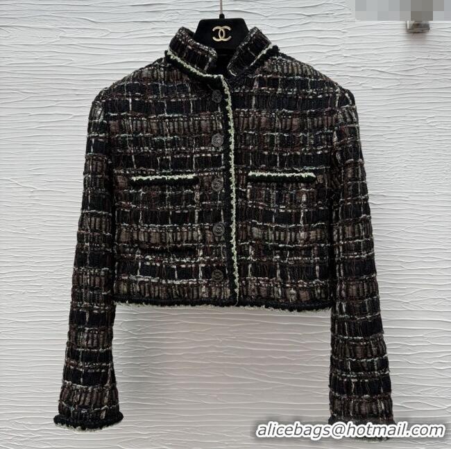 Well Crafted Chanel Tweed Short Jacket CH91319 Black 2025