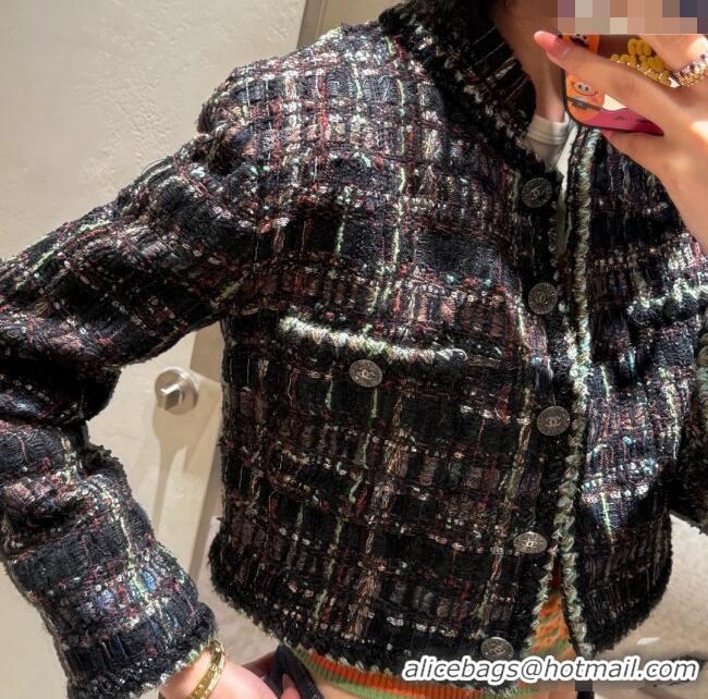 Well Crafted Chanel Tweed Short Jacket CH91319 Black 2025