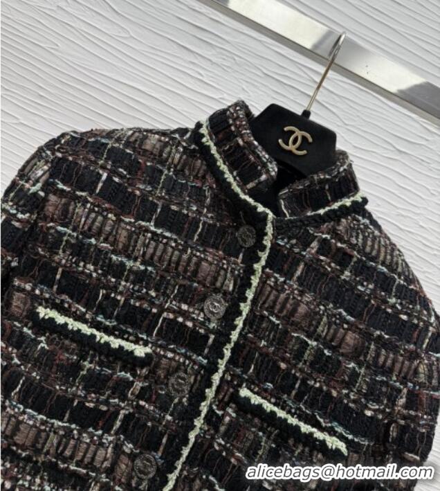 Well Crafted Chanel Tweed Short Jacket CH91319 Black 2025