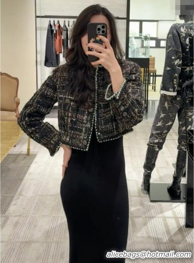 Well Crafted Chanel Tweed Short Jacket CH91319 Black 2025