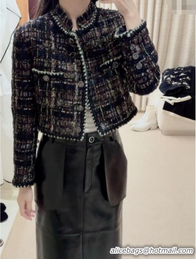 Well Crafted Chanel Tweed Short Jacket CH91319 Black 2025