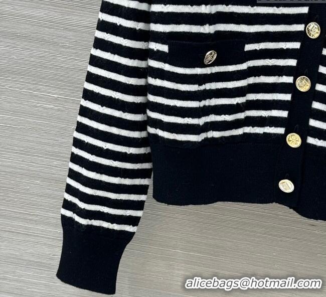 Super Quality Chanel Coco Striped Cardigan CH091902 Black 2025