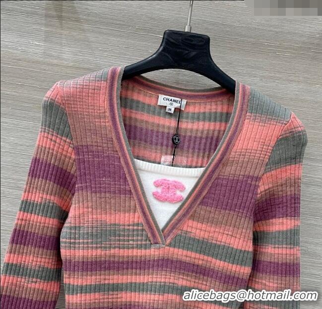 Super Quality Chanel Wool Cashmere Sweater CH091972 Pink/Multicolor 2025