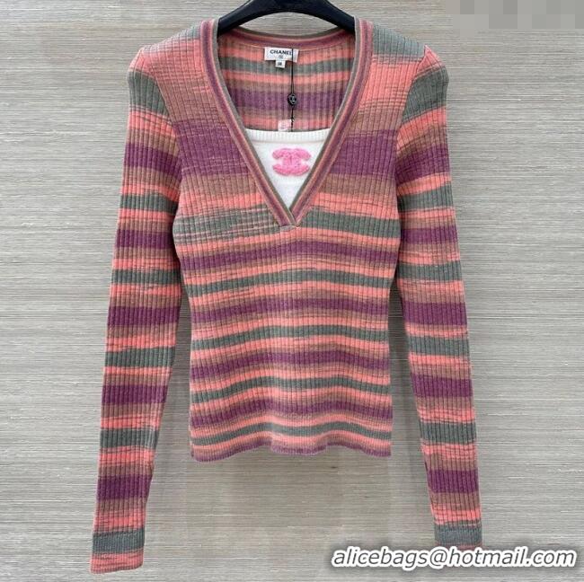 Super Quality Chanel Wool Cashmere Sweater CH091972 Pink/Multicolor 2025