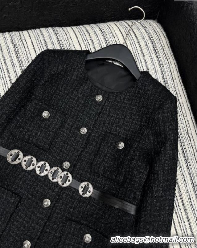 Reasonable Price Chanel Tweed Jacket with Belt CH92506 Black 2025