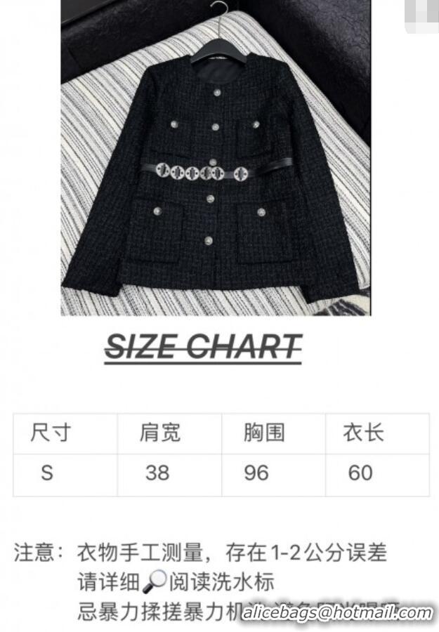 Reasonable Price Chanel Tweed Jacket with Belt CH92506 Black 2025