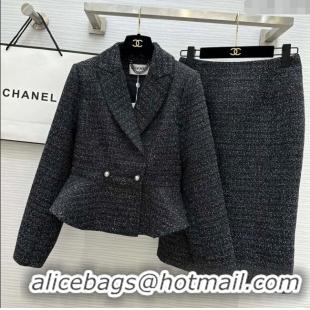 Inexpensive Chanel Tweed Jacket & Skirt CH92507 Black 2025