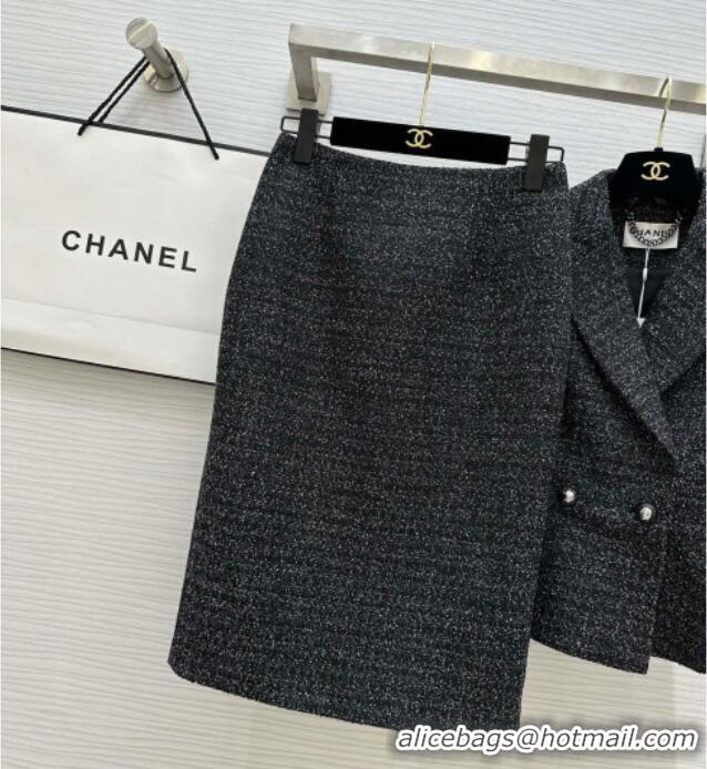 Inexpensive Chanel Tweed Jacket & Skirt CH92507 Black 2025