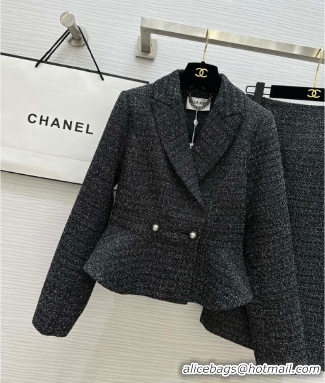Inexpensive Chanel Tweed Jacket & Skirt CH92507 Black 2025