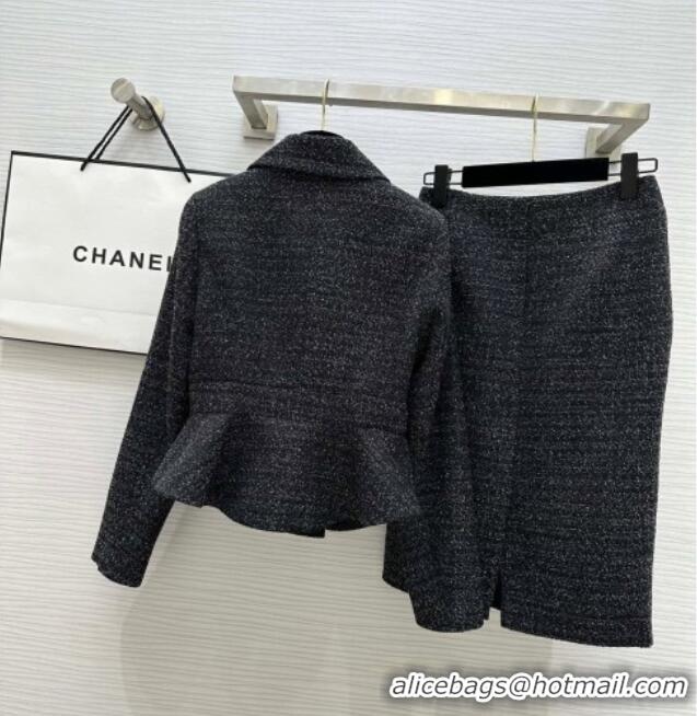 Inexpensive Chanel Tweed Jacket & Skirt CH92507 Black 2025