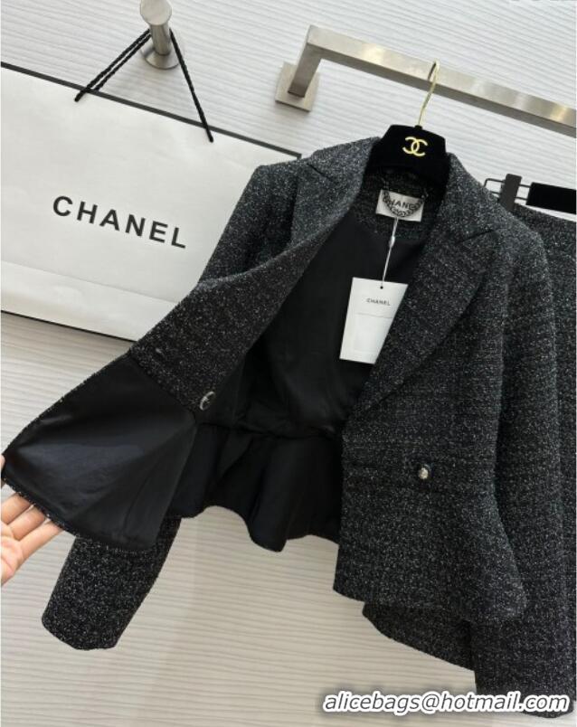 Inexpensive Chanel Tweed Jacket & Skirt CH92507 Black 2025