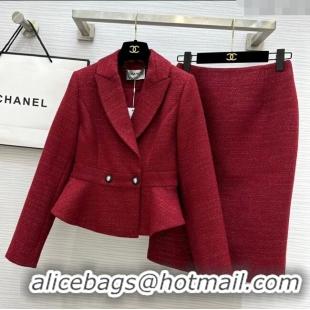 Grade Quality Chanel Tweed Jacket & Skirt CH92508 Red 2025