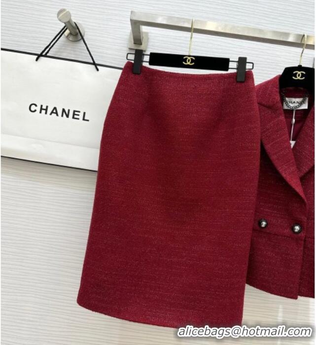 Grade Quality Chanel Tweed Jacket & Skirt CH92508 Red 2025