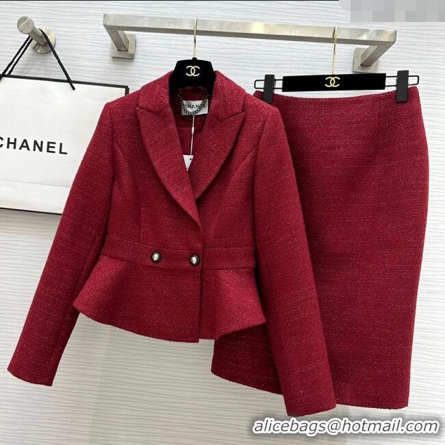 Grade Quality Chanel Tweed Jacket & Skirt CH92508 Red 2025