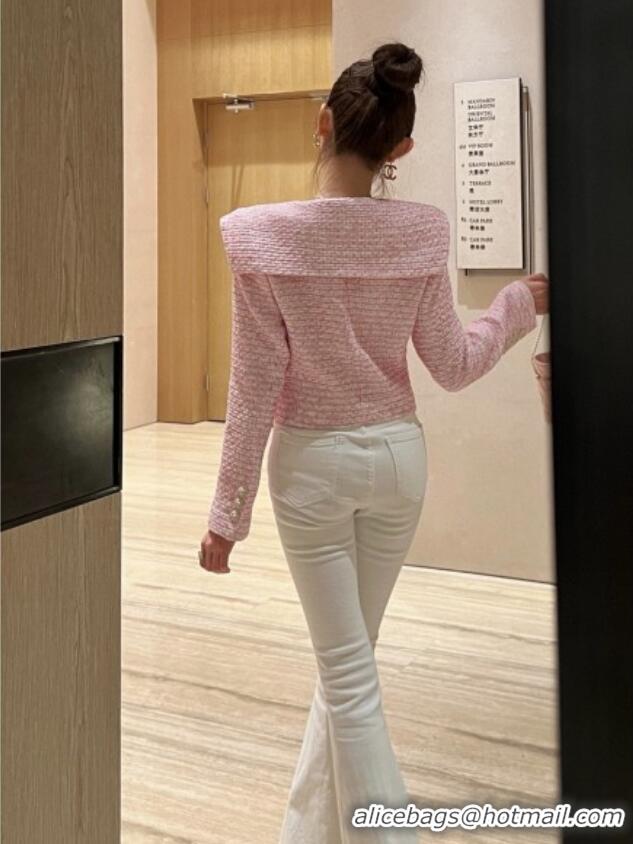 Top Design Chanel Tweed Short Jacket CH92509 Pink 2025