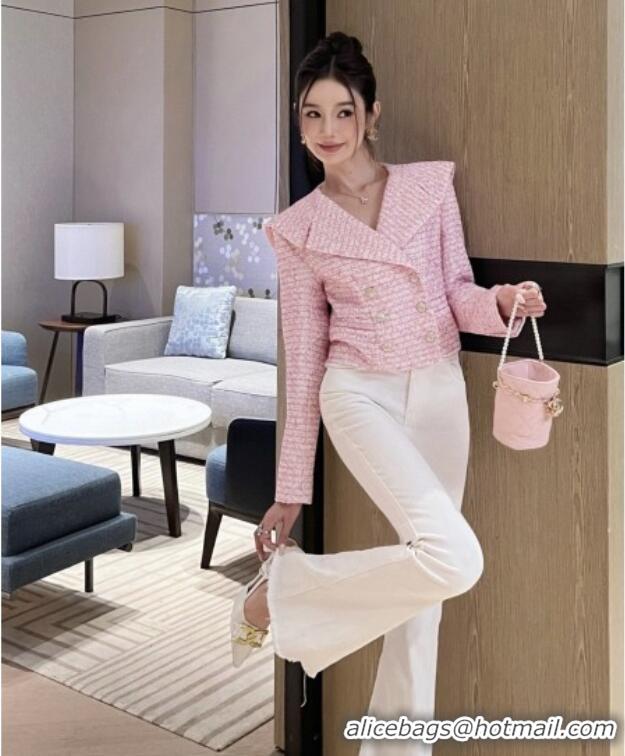 Top Design Chanel Tweed Short Jacket CH92509 Pink 2025