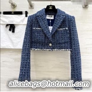 Top Quality Chanel Tweed Short Jacket CH92510 Blue 2025
