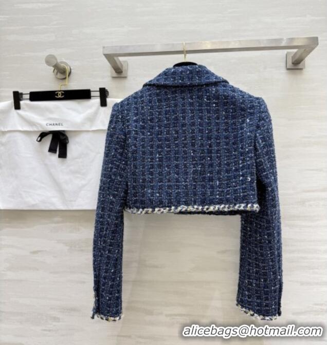 Top Quality Chanel Tweed Short Jacket CH92510 Blue 2025