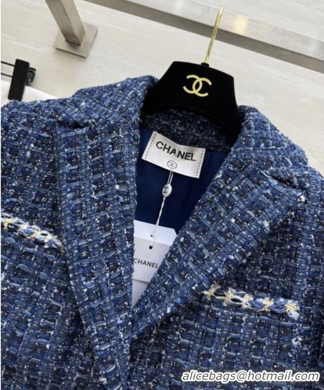 Top Quality Chanel Tweed Short Jacket CH92510 Blue 2025