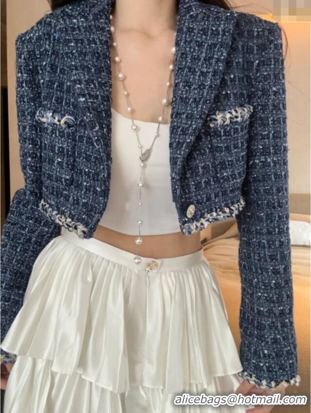 Top Quality Chanel Tweed Short Jacket CH92510 Blue 2025