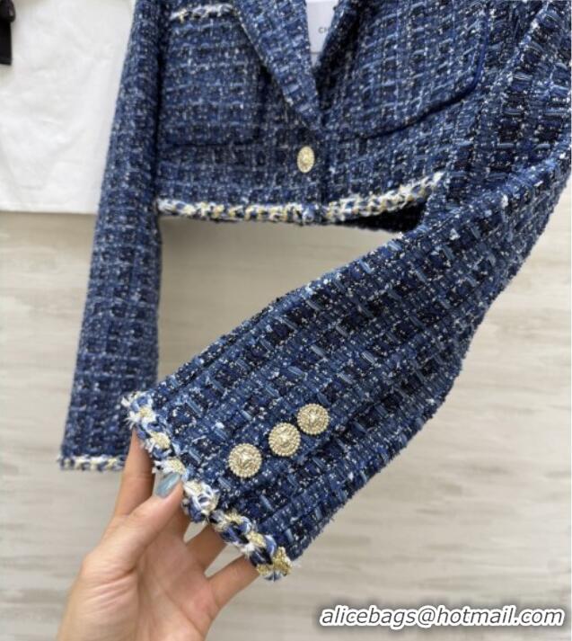 Top Quality Chanel Tweed Short Jacket CH92510 Blue 2025