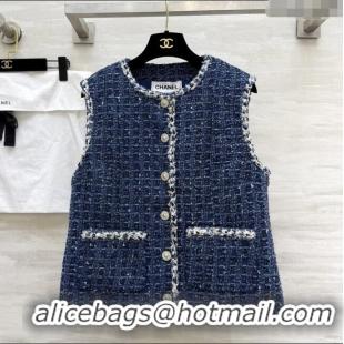 Cheap Price Chanel Tweed Vest CH92511 Blue 2025