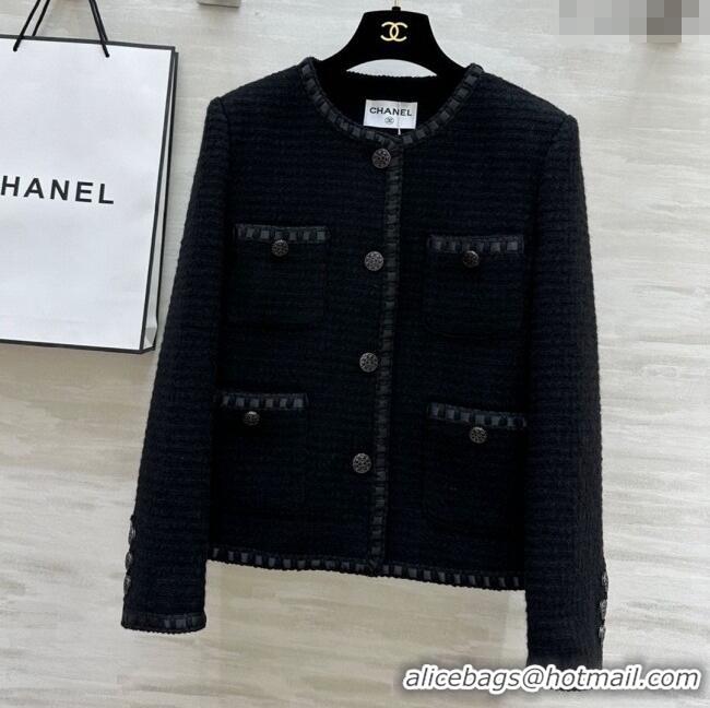 Top Quality Chanel Tweed Jacket CH92512 Black 2025
