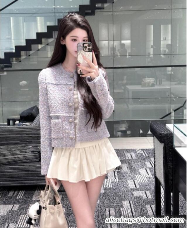 Buy Discount Chanel Tweed Jacket CH92513 Light Purple 2025