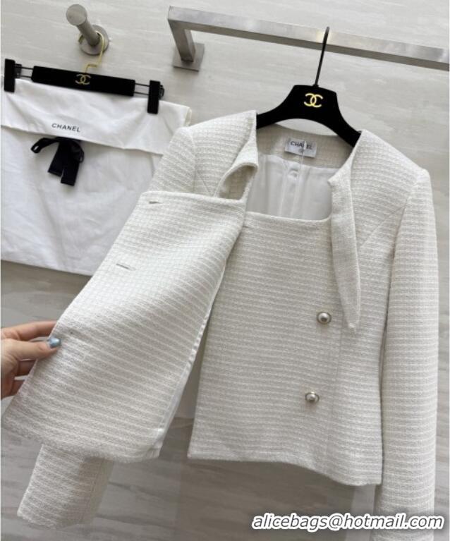 Super Quality Chanel Tweed Jacket CH92518 White 2025