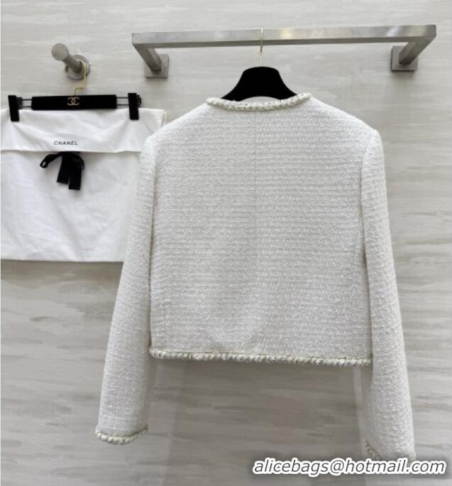 Shop Grade Chanel Tweed Jacket CH92525 White 2025