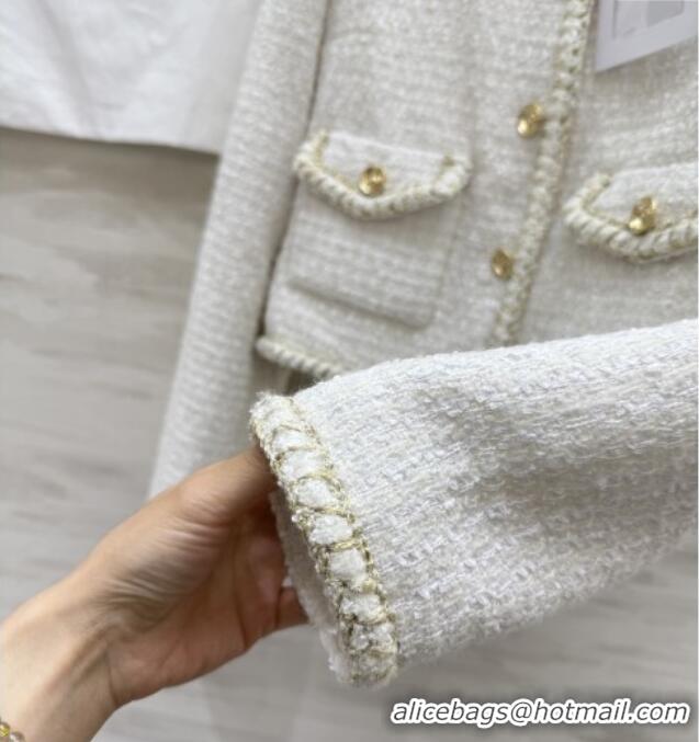 Shop Grade Chanel Tweed Jacket CH92525 White 2025