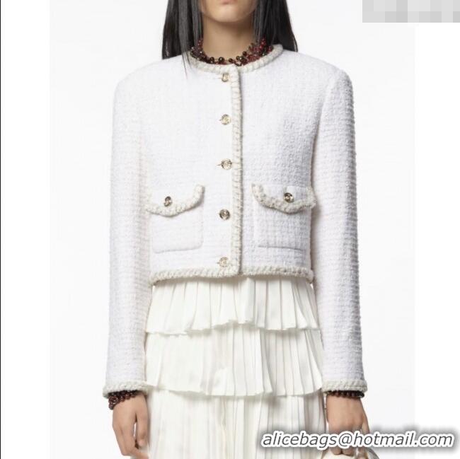 Shop Grade Chanel Tweed Jacket CH92525 White 2025