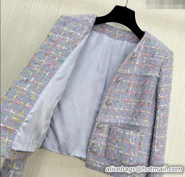 Luxury Discount Chanel Tweed Jacket 1014 Purple 2025