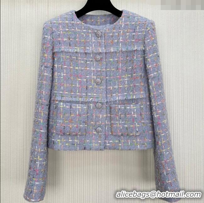 Luxury Discount Chanel Tweed Jacket 1014 Purple 2025