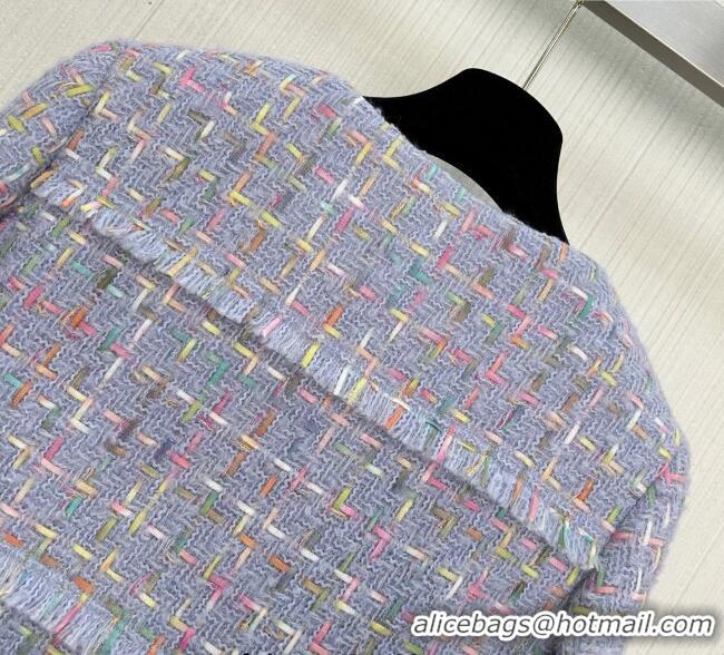 Luxury Discount Chanel Tweed Jacket 1014 Purple 2025